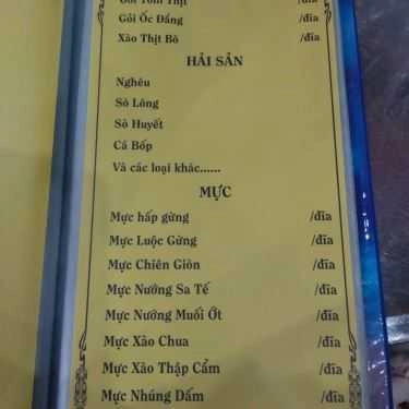 Thực đơn- Quán 61 - Quán Ăn Gia Đình