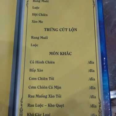 Thực đơn- Quán 61 - Quán Ăn Gia Đình