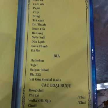 Thực đơn- Quán 61 - Quán Ăn Gia Đình