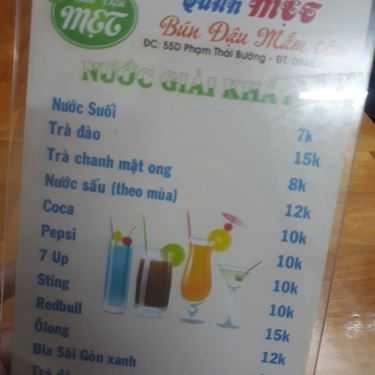 Thực đơn- Quán Ăn Quán Mẹt - Bún Đậu Mắm Tôm