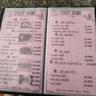 Thực đơn- Quán Ăn Sơn Hào - Hải sản