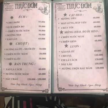 Thực đơn- Quán Ăn Sơn Hào - Hải sản
