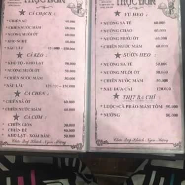 Thực đơn- Quán Ăn Sơn Hào - Hải sản