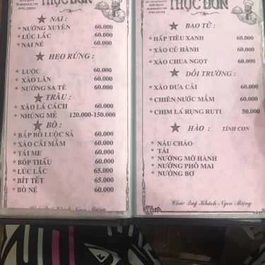 Thực đơn- Quán Ăn Sơn Hào - Hải sản