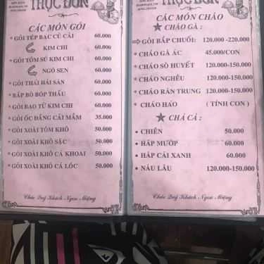 Thực đơn- Quán Ăn Sơn Hào - Hải sản