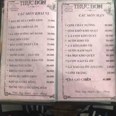 Thực đơn- Quán Ăn Sơn Hào - Hải sản