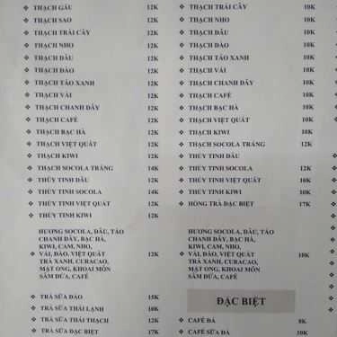 Thực đơn- Quán Ăn Tina - Trà Sữa, Mì Cay & Ăn Vặt