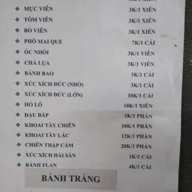 Thực đơn- Quán Ăn Tina - Trà Sữa, Mì Cay & Ăn Vặt