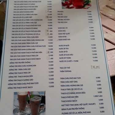 Thực đơn- Cafe Trà Sữa Moon