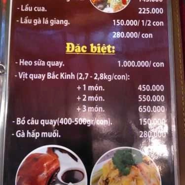 Thực đơn- Quán Ăn Vạn Phúc Lầu - Ẩm Thực Trung Hoa