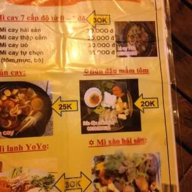 Thực đơn- Quán Ăn Yoyo - Mì Cay