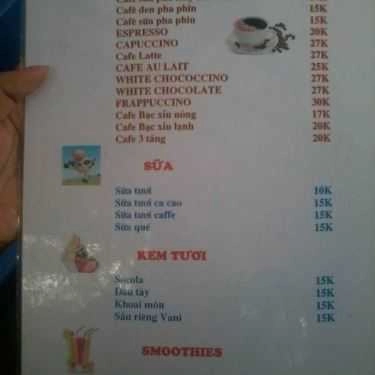 Thực đơn- Cafe Quả 9 - Nguyễn Văn Linh