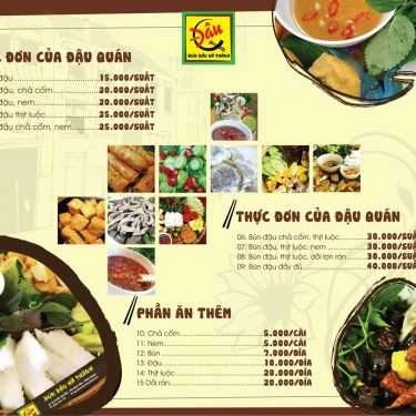 Thực đơn- Quán Ăn Đậu Quán - Bún Đậu Hà Thành