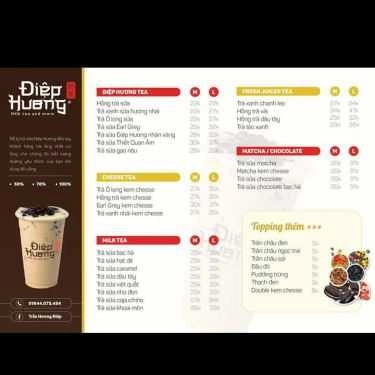 Thực đơn- Cafe Điệp Hương Milk Tea - Nguyễn Văn Linh