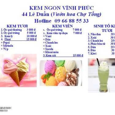 Thực đơn- Cafe Kem Ngon Vĩnh Phúc