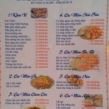 Thực đơn- Quán Ăn Nhất Nướng Vĩnh Yên
