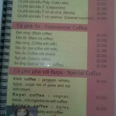Thực đơn- Trang Đạt - Cafe & Karaoke