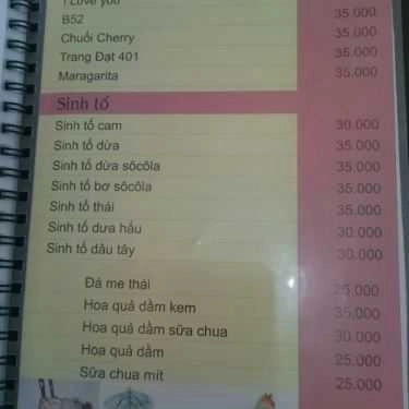 Thực đơn- Trang Đạt - Cafe & Karaoke