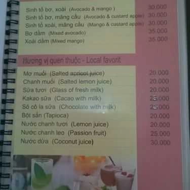 Thực đơn- Trang Đạt - Cafe & Karaoke