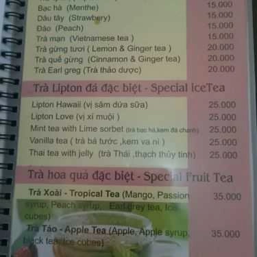 Thực đơn- Trang Đạt - Cafe & Karaoke