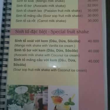 Thực đơn- Trang Đạt - Cafe & Karaoke