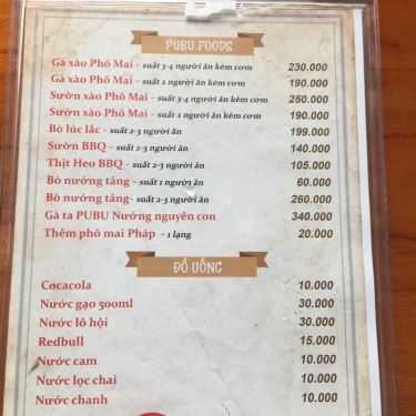 Thực đơn- Quán Ăn Pubu Foods & Drinks