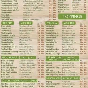 Thực đơn- Cafe Ding Tea - Nguyễn Thái Học