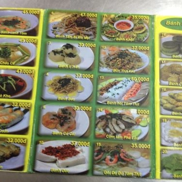 Thực đơn- Quán Ăn Bánh Tằm Bì 370 - Đặc Sản Bạc Liêu
