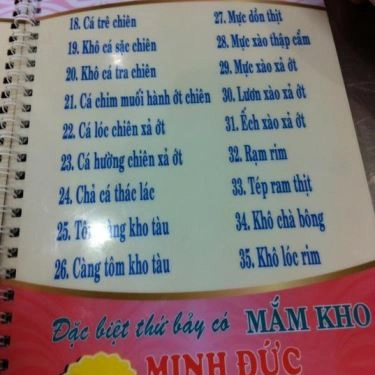 Thực đơn- Quán Ăn Minh Đức - Các Món Cơm Việt - Tôn Thất Tùng