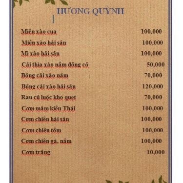 Thực đơn- Nhà Hàng Hương Quỳnh - Món Ăn Gia Đình