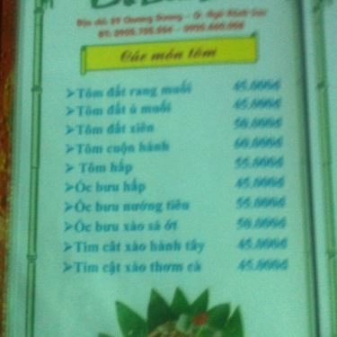 Thực đơn- Quán Ăn Dạ Bến Bờ 1 - Ẩm Thực Đồng Quê