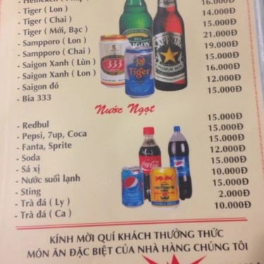 Thực đơn- Quán Ăn Lẩu Dê Hưng Ký