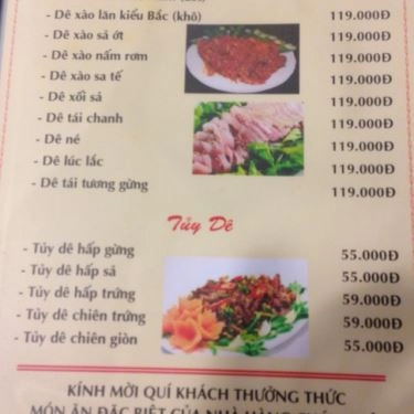Thực đơn- Quán Ăn Lẩu Dê Hưng Ký
