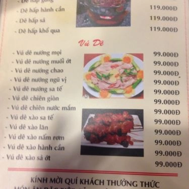 Thực đơn- Quán Ăn Lẩu Dê Hưng Ký