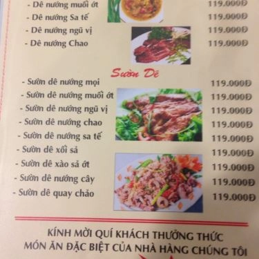 Thực đơn- Quán Ăn Lẩu Dê Hưng Ký