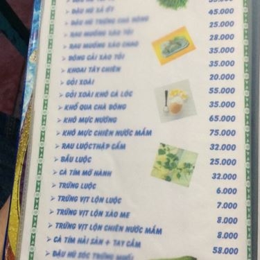 Thực đơn- Quán Ăn Mái Lá Quán - Phan Văn Đối