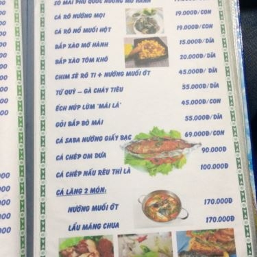 Thực đơn- Quán Ăn Mái Lá Quán - Phan Văn Đối