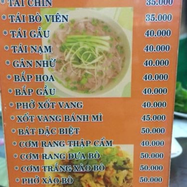 Thực đơn- Quán Ăn Phở 10 Lý Quốc Sư - Lê Đức Thọ