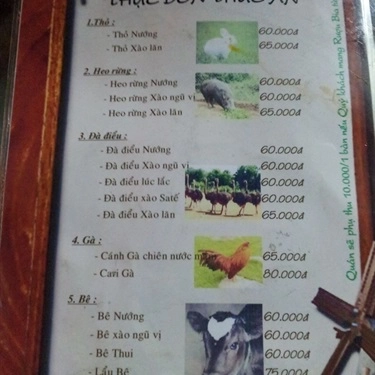 Thực đơn- Quán Ăn Tuyết Anh - Bê 7 Món
