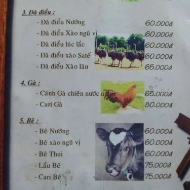 Thực đơn- Quán Ăn Tuyết Anh - Bê 7 Món