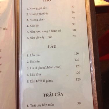 Thực đơn- Quán Ăn Lẩu Dê Gia Lạc