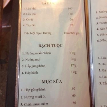 Thực đơn- Quán Ăn Lẩu Dê Gia Lạc