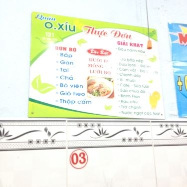 Thực đơn- Quán Ăn Bún Bò O Xíu