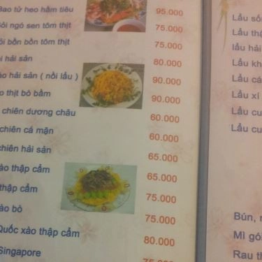Thực đơn- Quán Ăn Như Xưa