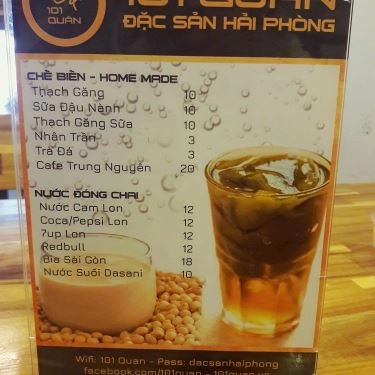 Thực đơn- Quán Ăn 101 Quán - Bánh Đa Hải Phòng