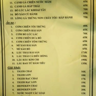 Thực đơn- 1991 - Quán Ăn Gia Đình