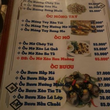Thực đơn- Quán Ăn 2 Đô Quán - Quán Nhậu Bình Dân