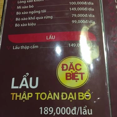 Thực đơn- 2 Phát - Nhà Hàng Bò Tây Ninh