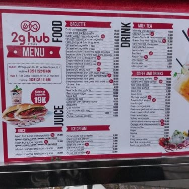 Thực đơn- Quán Ăn 2G Hub - Café, Bánh Mì, Trà Sữa - Nguyễn Du