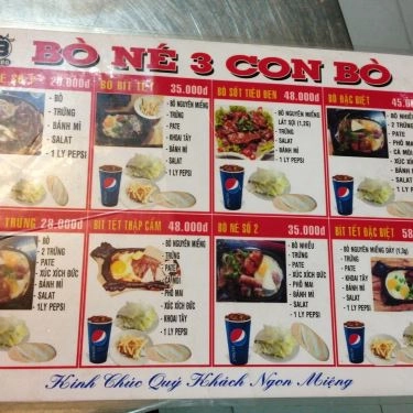 Thực đơn- Quán Ăn 3 Con Bò - Bò Né